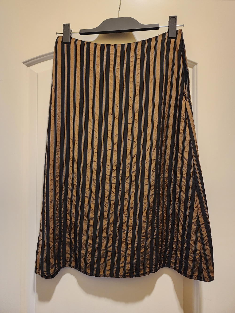 rag & bone Black and Tan Striped A-Line Skirt